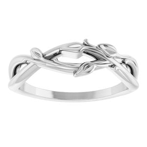 14K White Gold Polished Intertwined Leaf Ring Size 7