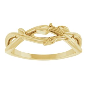 10K Yellow Gold Polished Intertwined Leaf Ring Size 7