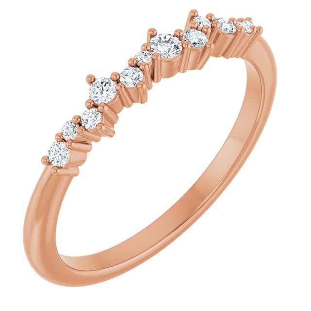 14K White Or Rose Gold Round Polished 1/6 Ctw Natural Diamond Stackable Ring, Size 7
