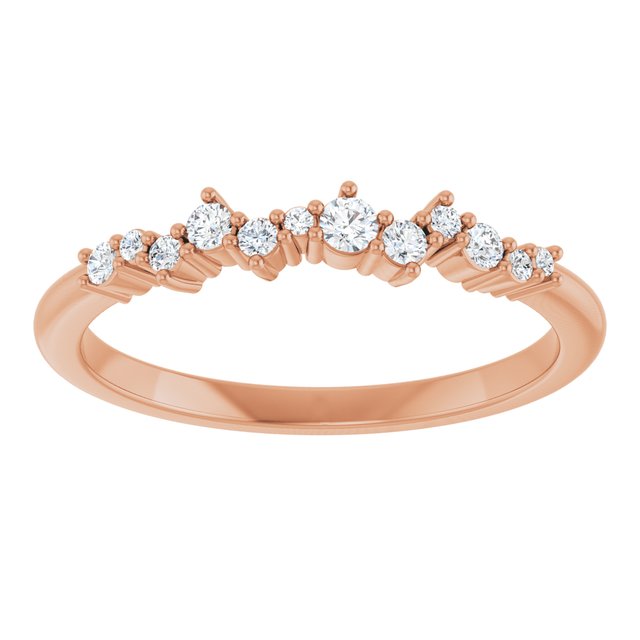 14K White Or Rose Gold Round Polished 1/6 Ctw Natural Diamond Stackable Ring, Size 7