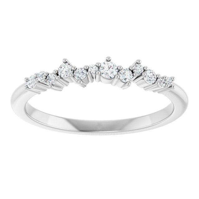 14K White Or Rose Gold Round Polished 1/6 Ctw Natural Diamond Stackable Ring, Size 7