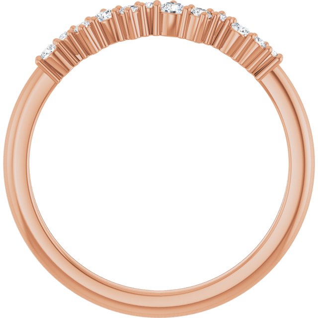 14K White Or Rose Gold Round Polished 1/6 Ctw Natural Diamond Stackable Ring, Size 7