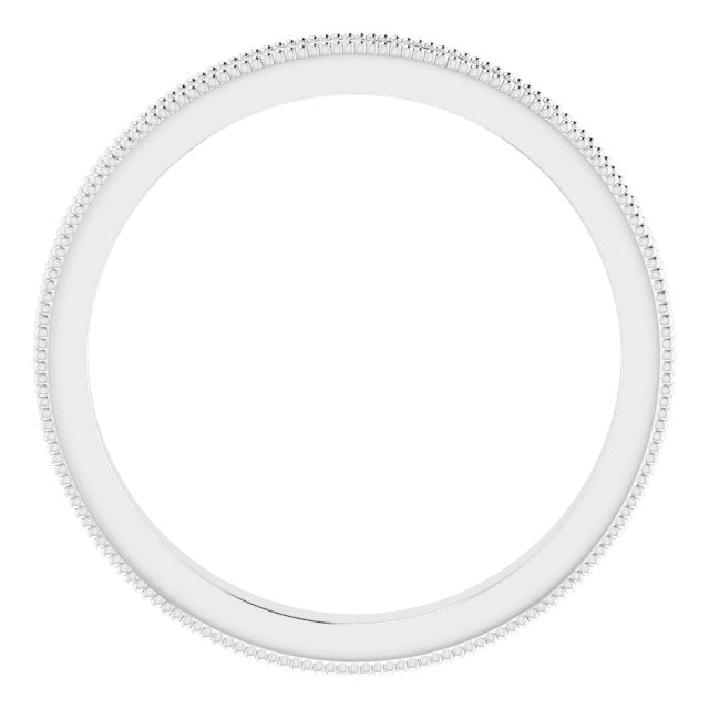 14K Yellow Gold Or Platinum 2.5 Mm Polished Milgrain Sculptural Standard-Fit Band With Bead Blast Finish