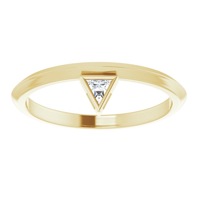 14K Yellow Gold Triangle 3 X 3 X 3 Mm Polished 0.06 Ctw Natural Diamond Stackable Ring, Size 7