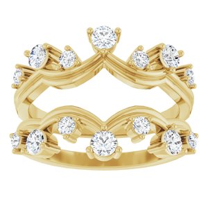14K Yellow Gold Round 2.75 Mm 3/4 Ctw Natural Diamond Ring Guard Size 7