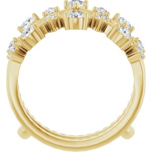 14K Yellow Gold Round 2.75 Mm 3/4 Ctw Natural Diamond Ring Guard Size 7