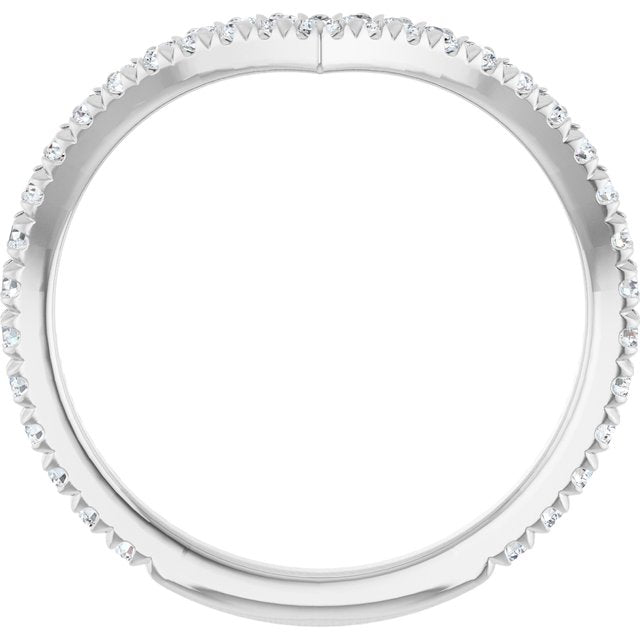 14K White Or Rose Gold Round 1.5 Mm Polished 3/8 Ctw Lab-Grown Diamond French-Set Contour Band, Size 7