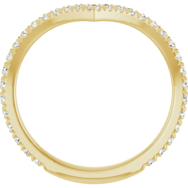 14K Rose Or Yellow Or White Gold Round 1.5 Mm Polished 3/8 Ctw Natural Diamond French-Set Contour Band, Size 7
