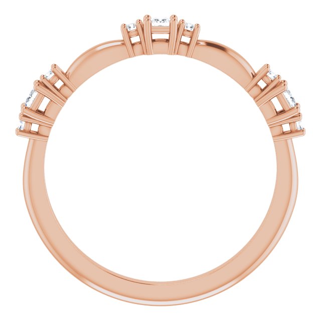 14K Rose Gold Square 1.75 X 1.75 Mm Polished 1/6 Ctw Natural Diamond Stackable Ring, Size 7