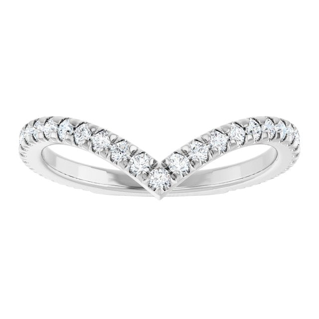 14K White Or Rose Gold Round 1.5 Mm Polished 3/8 Ctw Lab-Grown Diamond French-Set Contour Band, Size 7