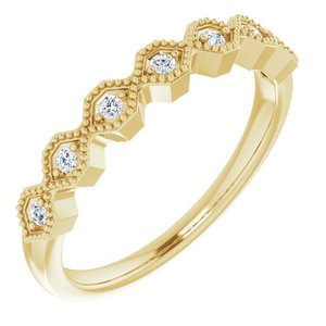 14K Yellow Gold Round 1.5 Mm 1/10 Ctw Natural Diamond Anniversary Band Size 7