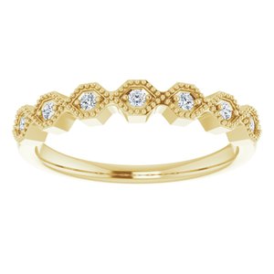 14K Yellow Gold Round 1.5 Mm 1/10 Ctw Natural Diamond Anniversary Band Size 7