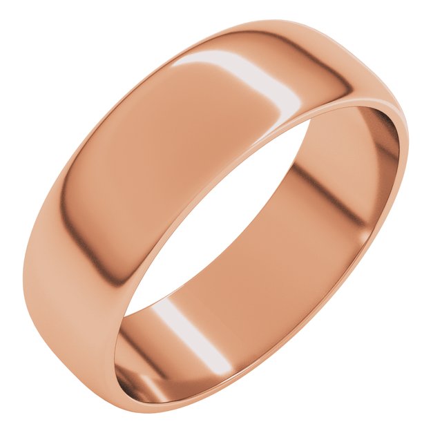10K Yellow Or White Or Rose Gold Lightweight Standard Fit Half Round Band