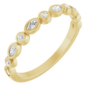 14K Yellow Gold Lab-Grown Diamond Marquise 3 X 1.5 Mm Lab-Grown Diamond Polished 1/5 Ctw Lab-Grown Diamond Anniversary Band Size 7