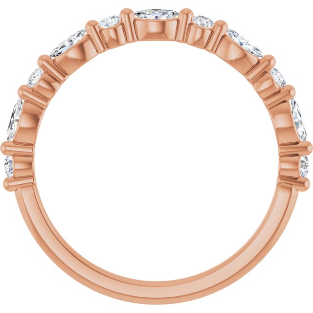 14K White Or Rose Gold Marquise Polished Natural Diamond Anniversary Band