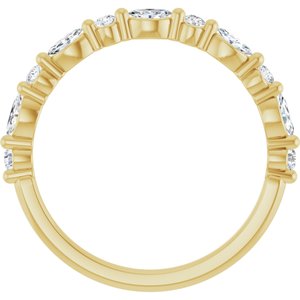 14K Yellow Gold Marquise 3 X 1.5 Mm Polished 1/4 Ctw Natural Diamond Anniversary Band Size 7