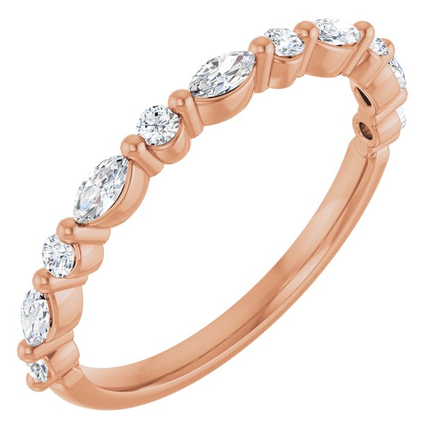 14K White Or Rose Gold Marquise Polished Natural Diamond Anniversary Band
