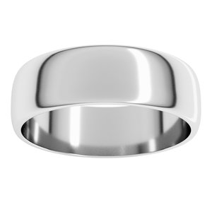 10K White Gold 6 Mm Lightweight Half Round Light Band Size 19