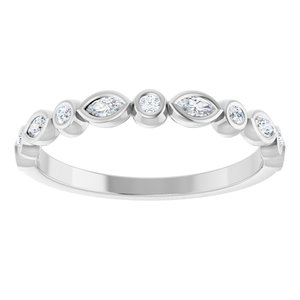 14K White Gold Lab-Grown Diamond Marquise 3 X 1.5 Mm Lab-Grown Diamond Polished 1/5 Ctw Lab-Grown Diamond Anniversary Band Size 7