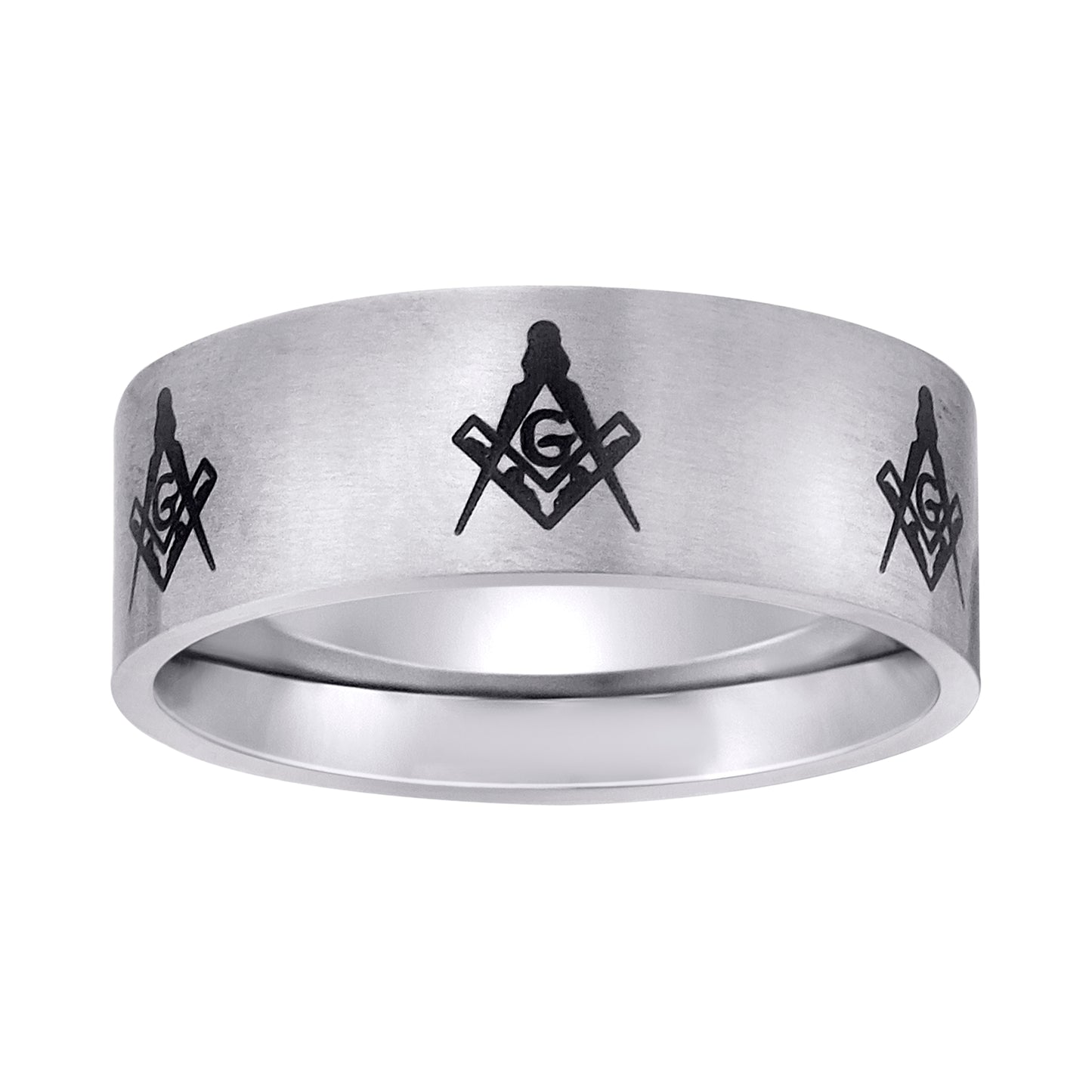 Stainless Steel Mens Masonic Laser Pattern Sizes 7 - 14 Comfort-Fit Bridal Anniversary Engagement Wedding Band Ring