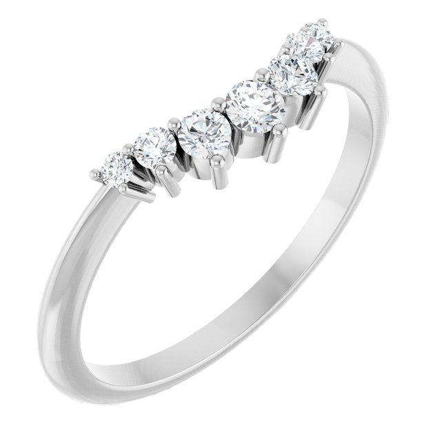 14K Yellow Or White Or Rose Gold Or Platinum Round Polished Natural Diamond Contour Band