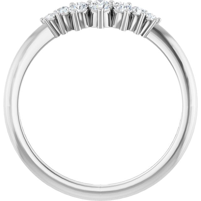 14K Yellow Or White Or Rose Gold Or Platinum Round Polished Natural Diamond Contour Band