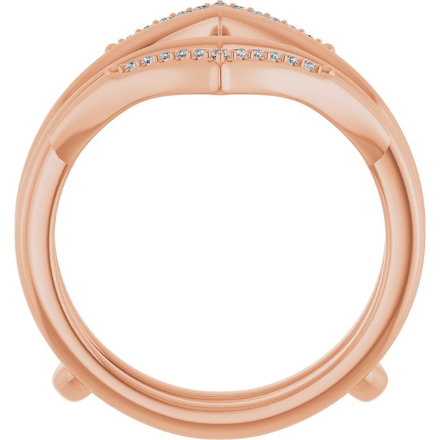 14K Rose Gold Round 1.1 Mm Polished 1/8 Ctw Natural Diamond Double Row Ring Guard, Size 7
