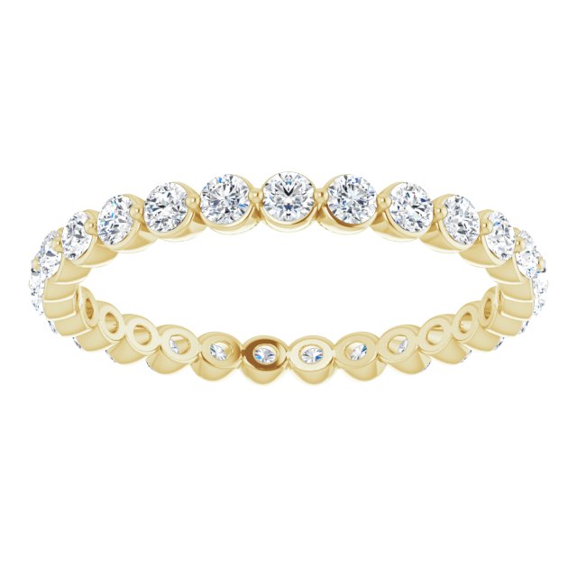 14K Yellow Gold Round 2 Mm Vs, F+ Polished 3/4 Ctw Lab-Grown Diamond Eternity Band, Size 6.5