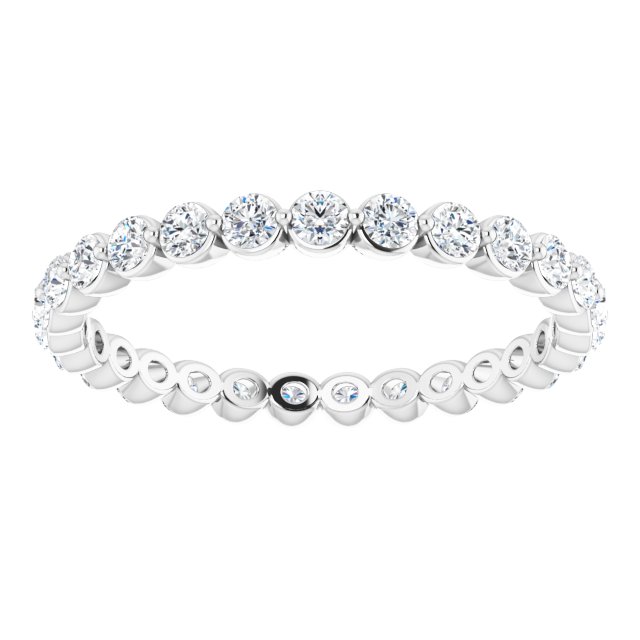 14K White Gold Round 2 Mm Vs, F+ Polished 3/4 Ctw Lab-Grown Diamond Eternity Band, Size 5.5