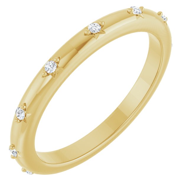 14K Yellow Gold Round 1.1 Mm Si2-Si3, G-H Polished .06 Ctw Natural Diamond Eternity Band, Size 5