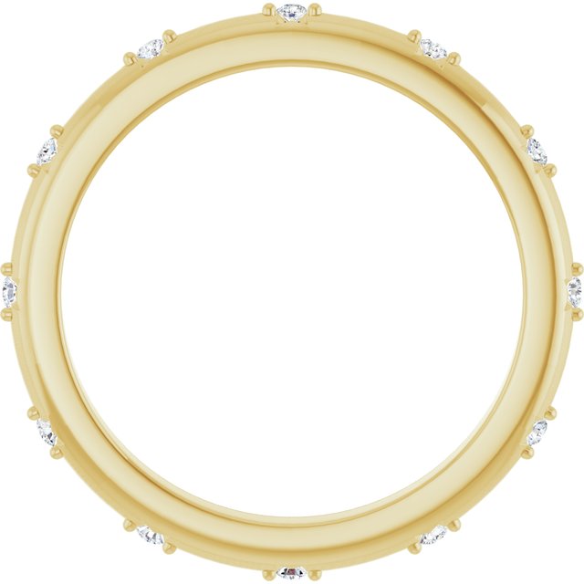 14K Yellow Gold Round 1.1 Mm Si2-Si3, G-H Polished .06 Ctw Natural Diamond Eternity Band, Size 5