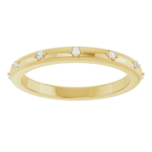 14K Yellow Gold Round 1.1 Mm Si2-Si3, G-H Polished .06 Ctw Natural Diamond Eternity Band, Size 5