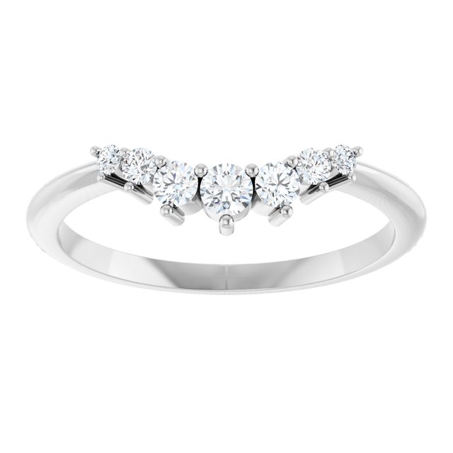 14K Yellow Or White Or Rose Gold Or Platinum Round Polished Natural Diamond Contour Band