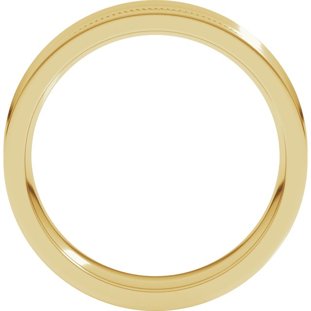 14K Yellow Gold Or Sterling SIlver Standard Weight Milgrain Concave With Edge Band