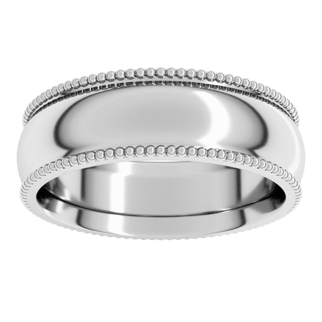 14K Yellow Or White Or Rose Gold Or Sterling Silver Or Platinum Standard Weight Bead Comfort-Fit Half Round Band