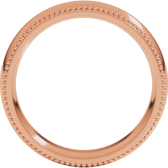 14K Yellow Or White Or Rose Gold Or Sterling Silver Or Platinum Standard Weight Bead Comfort-Fit Half Round Band