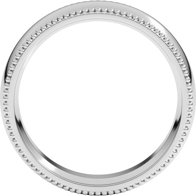 14K Yellow Or White Or Rose Gold Or Sterling Silver Or Platinum Standard Weight Bead Comfort-Fit Half Round Band