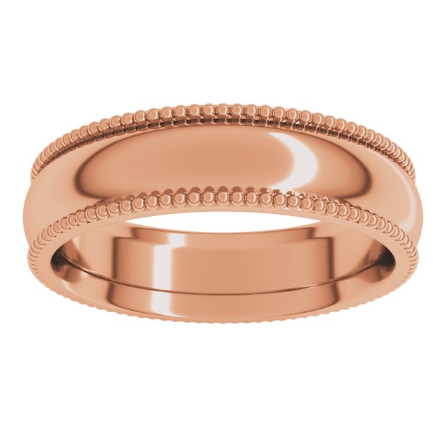 14K Yellow Or White Or Rose Gold Or Sterling Silver Or Platinum Standard Weight Bead Comfort-Fit Half Round Band