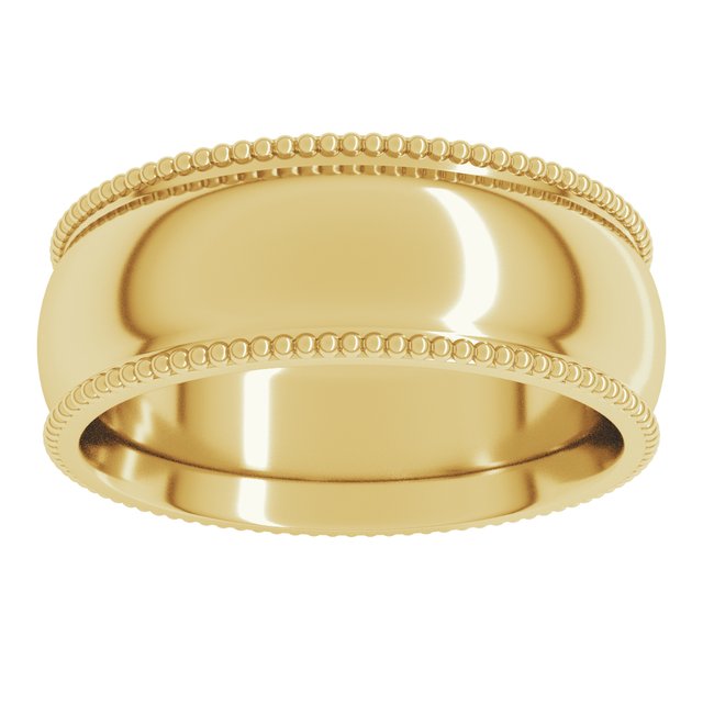 14K Yellow Or White Or Rose Gold Or Sterling Silver Or Platinum Standard Weight Bead Comfort-Fit Half Round Band