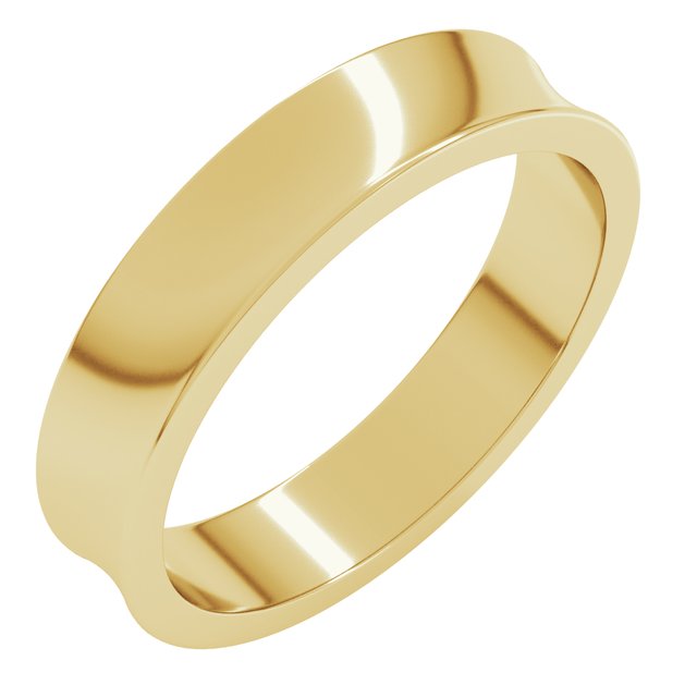 14K Yellow Or White Or Rose Gold Or Sterling Silver Standard Lightweight Concave Light Band