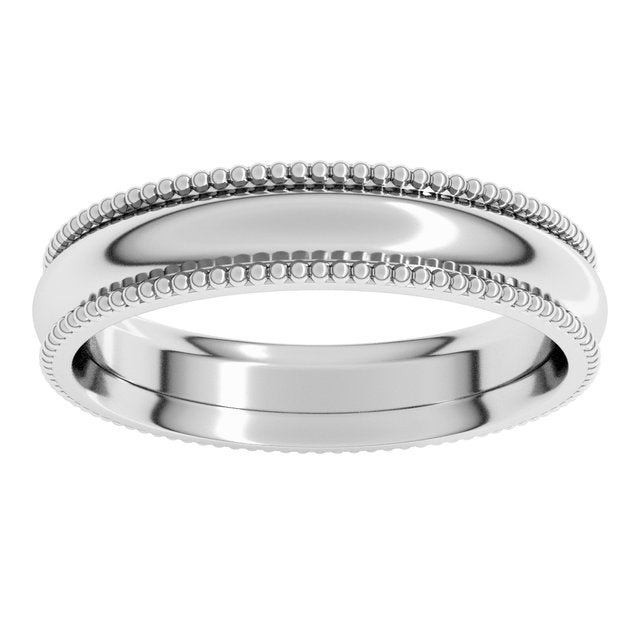 14K Yellow Or White Or Rose Gold Or Sterling Silver Or Platinum Standard Weight Bead Comfort-Fit Half Round Band