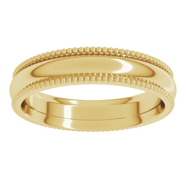 18K Yellow Gold 4 Mm Standard Weight Bead Comfort-Fit Half Round Band, Size 7