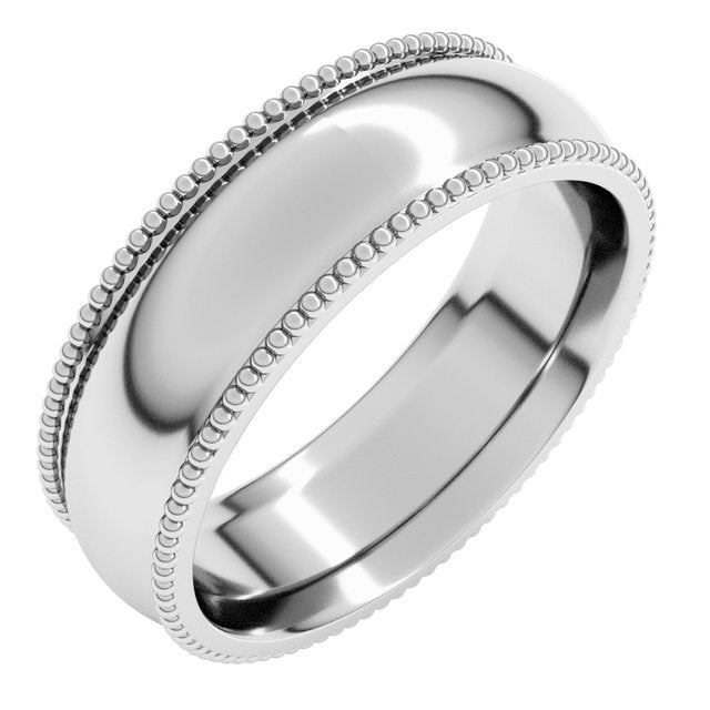 14K Yellow Or White Or Rose Gold Or Sterling Silver Or Platinum Standard Weight Bead Comfort-Fit Half Round Band