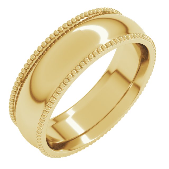 14K Yellow Or White Or Rose Gold Or Sterling Silver Or Platinum Standard Weight Bead Comfort-Fit Half Round Band