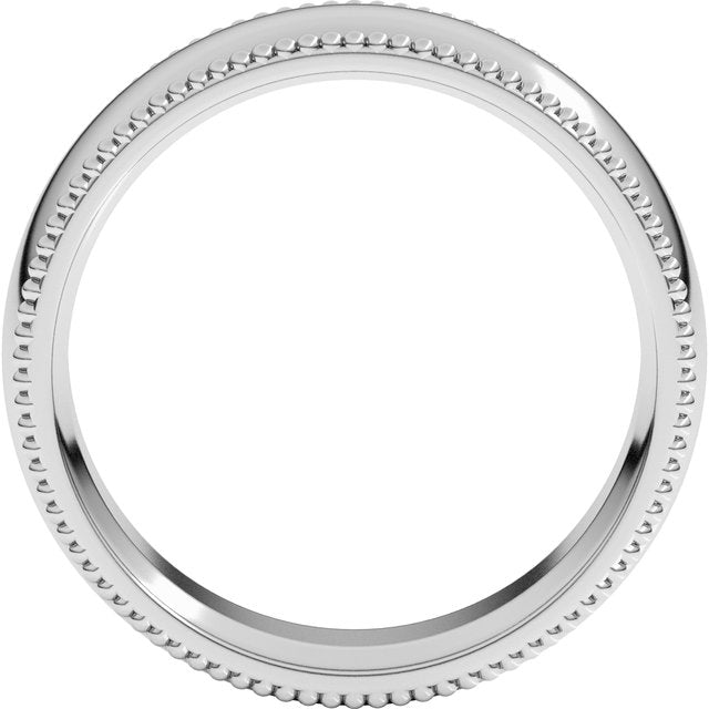14K Yellow Or White Or Rose Gold Or Sterling Silver Or Platinum Standard Weight Bead Comfort-Fit Half Round Band