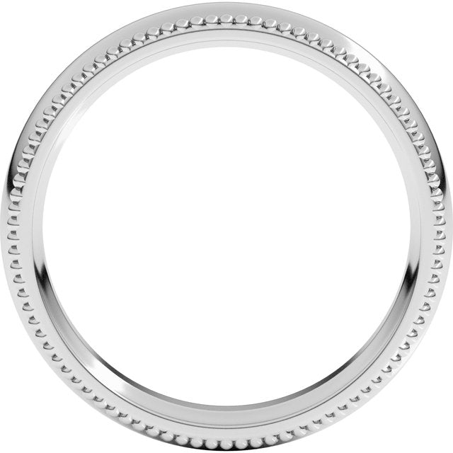 14K Yellow Or White Or Rose Gold Or Sterling Silver Or Platinum Standard Weight Bead Comfort-Fit Half Round Band