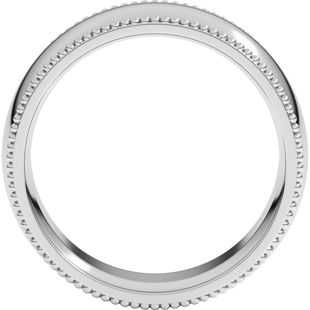 14K Yellow Or White Or Rose Gold Or Sterling Silver Or Platinum Standard Weight Bead Comfort-Fit Half Round Band