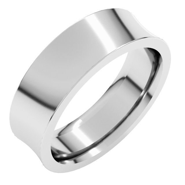 14K Yellow Or White Gold Or Sterling Silver Or Platinum Standard Weight Concave Comfort Fit Band