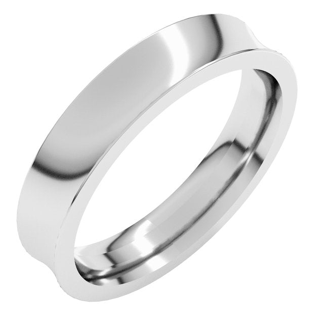 14K Yellow Or White Gold Or Sterling Silver Or Platinum Standard Weight Concave Comfort Fit Band