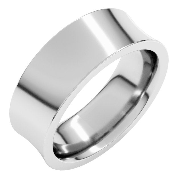 14K Yellow Or White Gold Or Sterling Silver Or Platinum Standard Weight Concave Comfort Fit Band